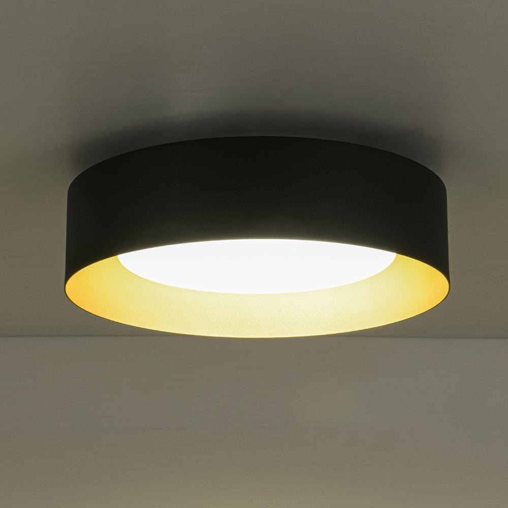 Plafonnier Tambour LED avec Laité Verre Abat-Jour pour Salle de Bain