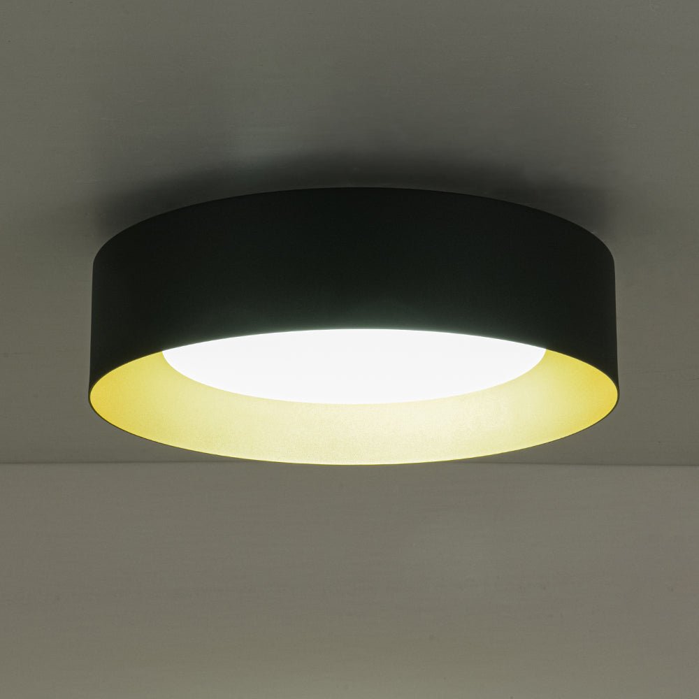 Plafonnier Tambour LED avec Laité Verre Abat-Jour pour Salle de Bain