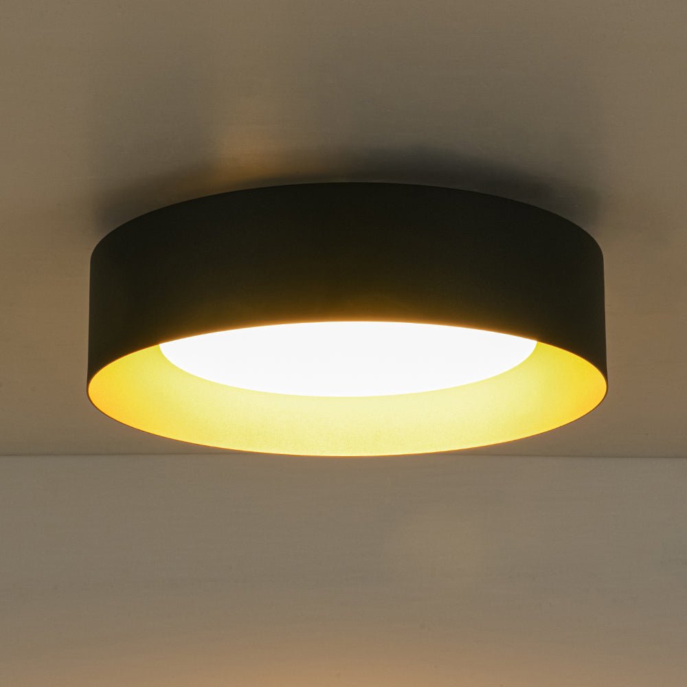 Plafonnier Tambour LED avec Laité Verre Abat-Jour pour Salle de Bain
