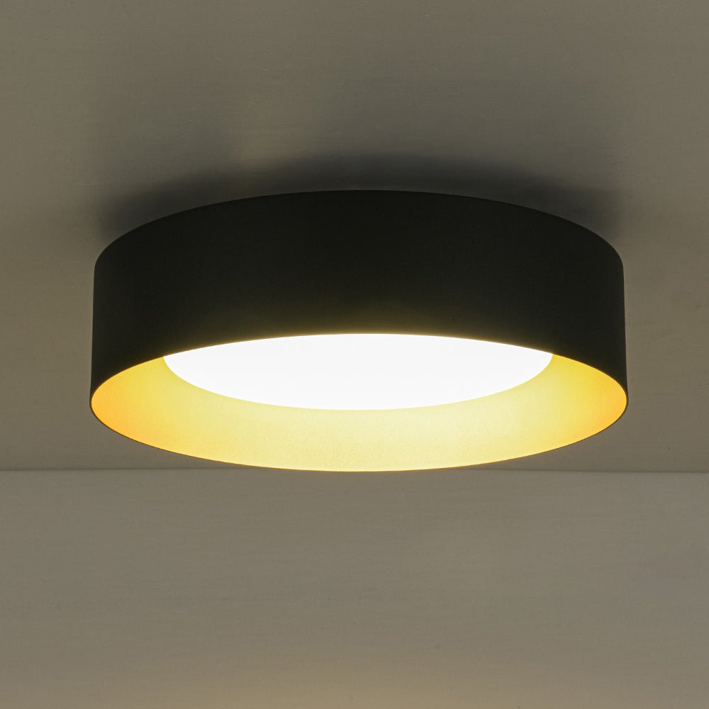 Plafonnier Tambour LED avec Laité Verre Abat-Jour pour Salle de Bain