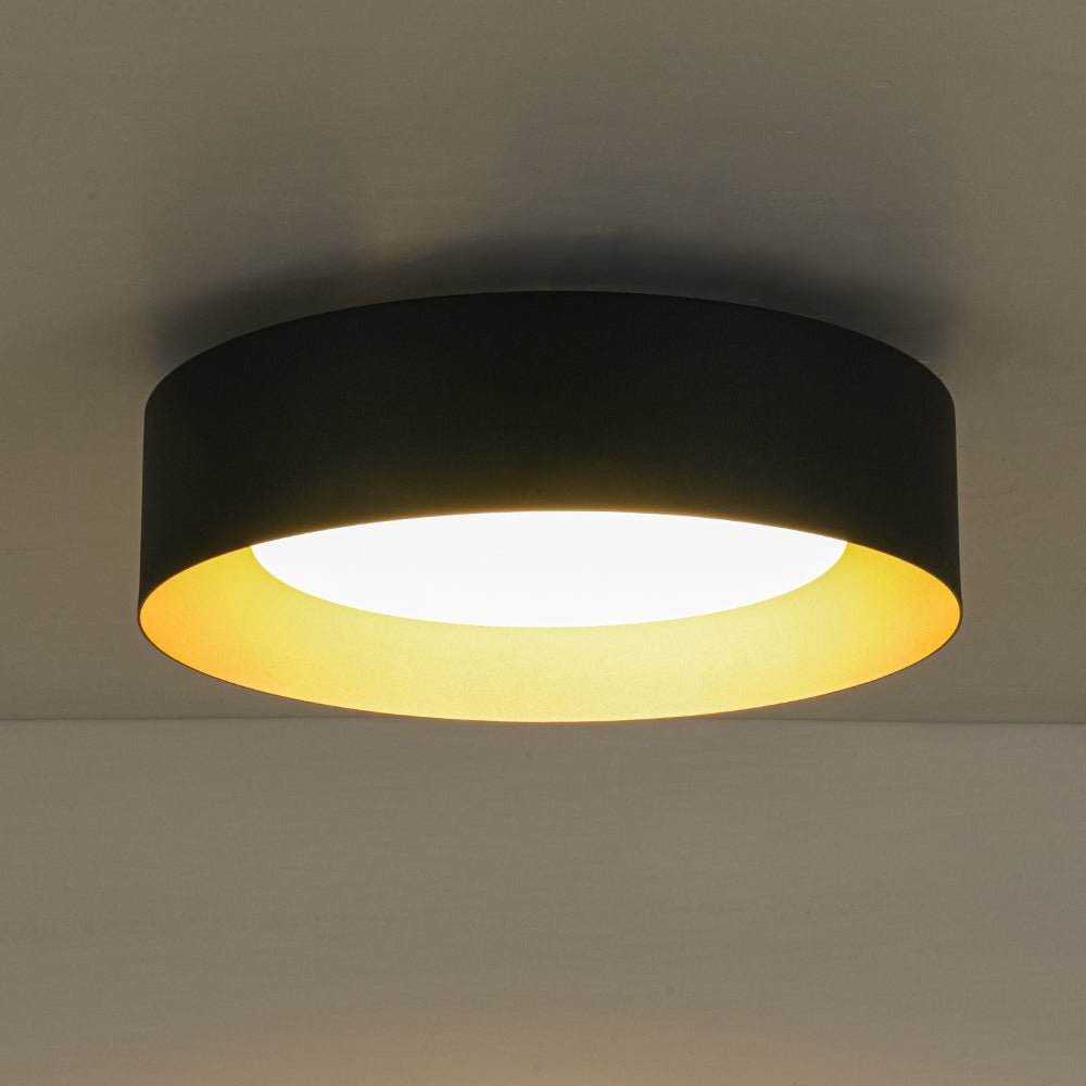 Plafonnier Tambour LED avec Laité Verre Abat-Jour pour Salle de Bain