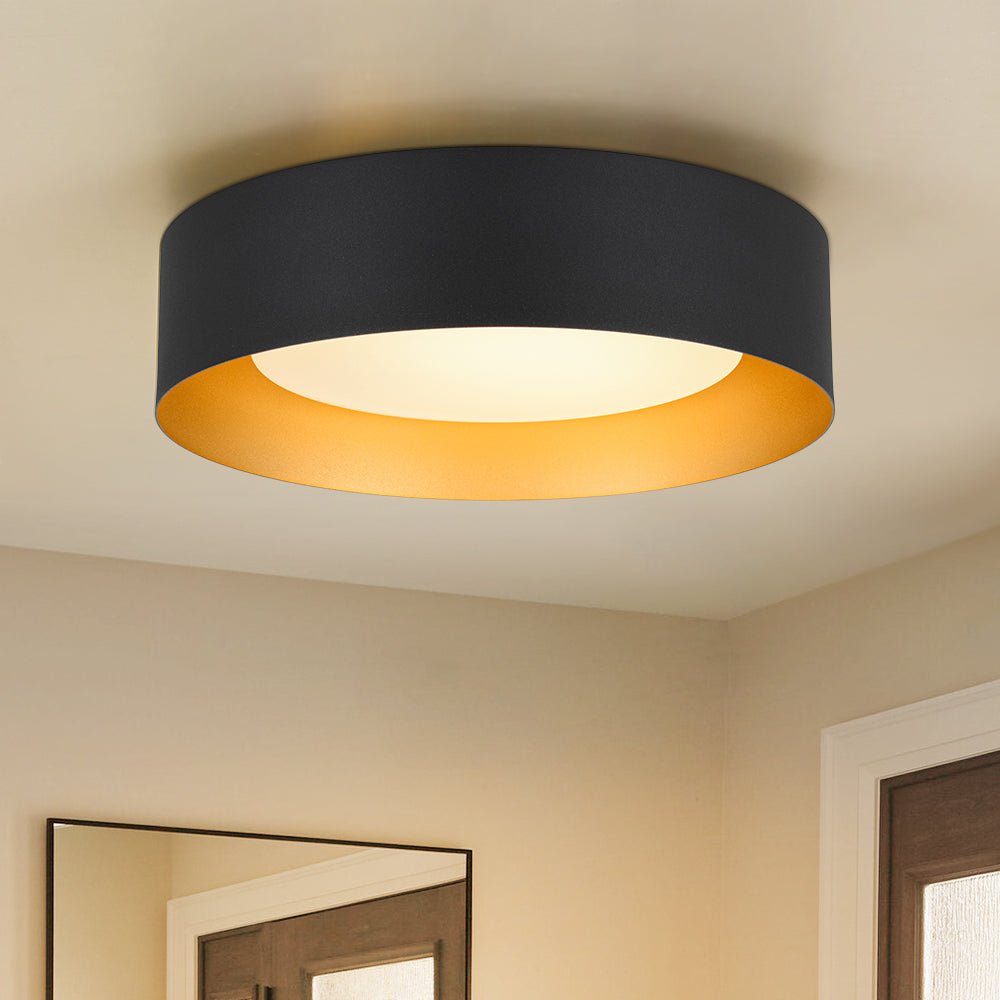 Plafonnier Tambour LED avec Laité Verre Abat-Jour pour Salle de Bain