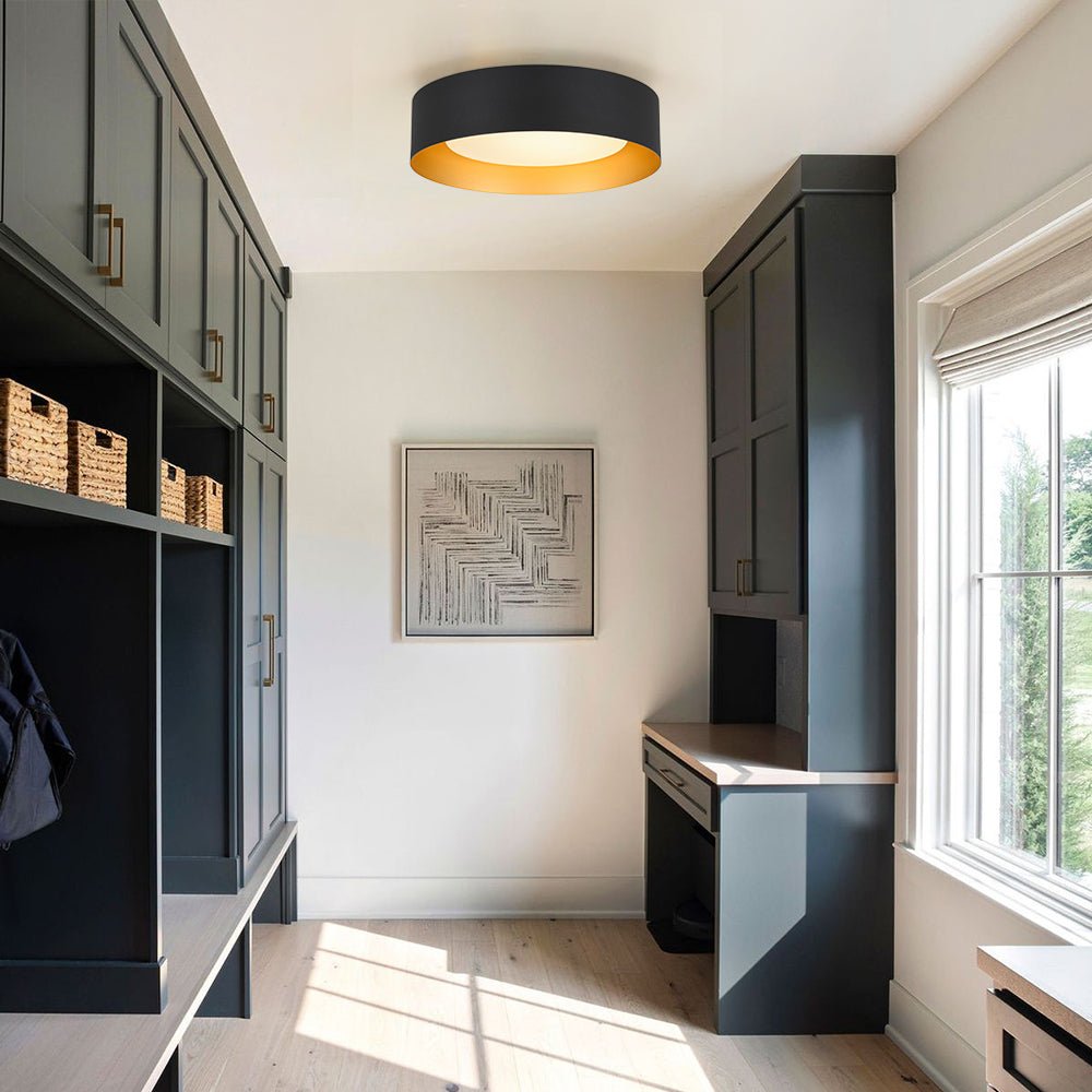 Plafonnier Tambour LED avec Laité Verre Abat-Jour pour Salle de Bain