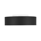 Plafonnier LED tambour noir avec bord cylindrique et diffuseur blanc laiteux