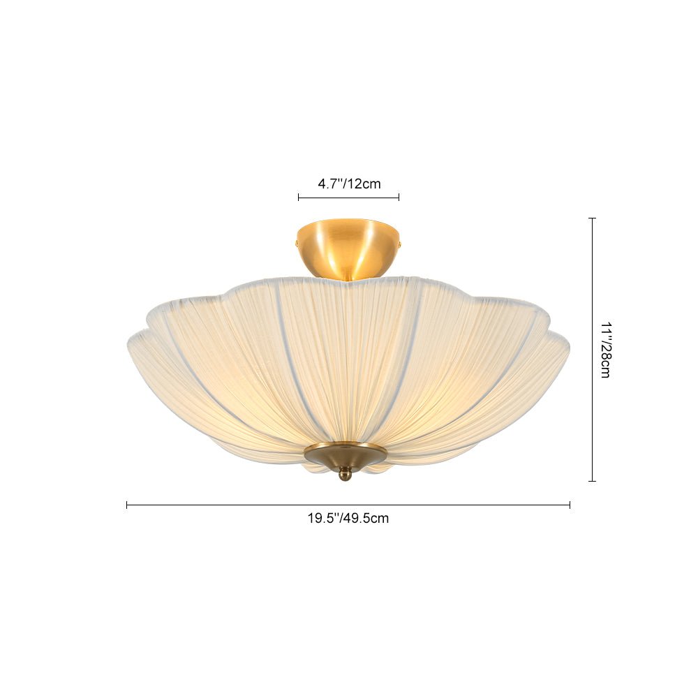 Plafonnier Tissu Abat-Jour Fleur Semi-Encastré pour Salon