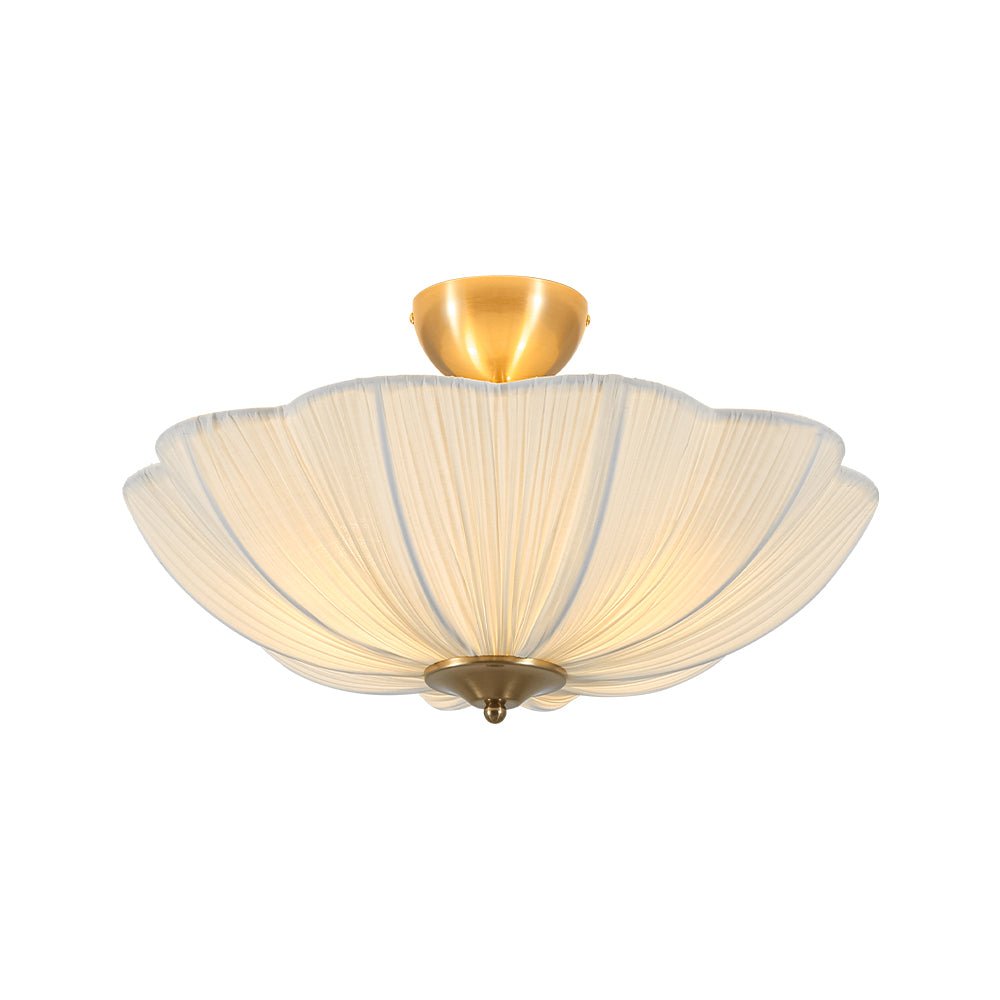 Plafonnier Tissu Abat-Jour Fleur Semi-Encastré pour Salon