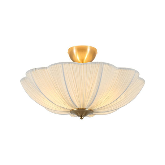 Plafonnier Tissu Abat-Jour Fleur Semi-Encastré pour Salon