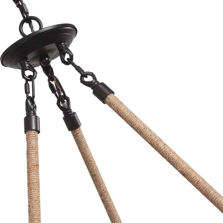 Supports en chaîne noire et cordes tressées beige, pour suspension au plafond