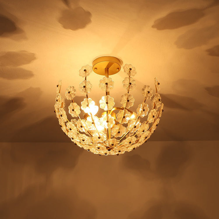 Plafonnier Salle de Bain Fleur en Verre