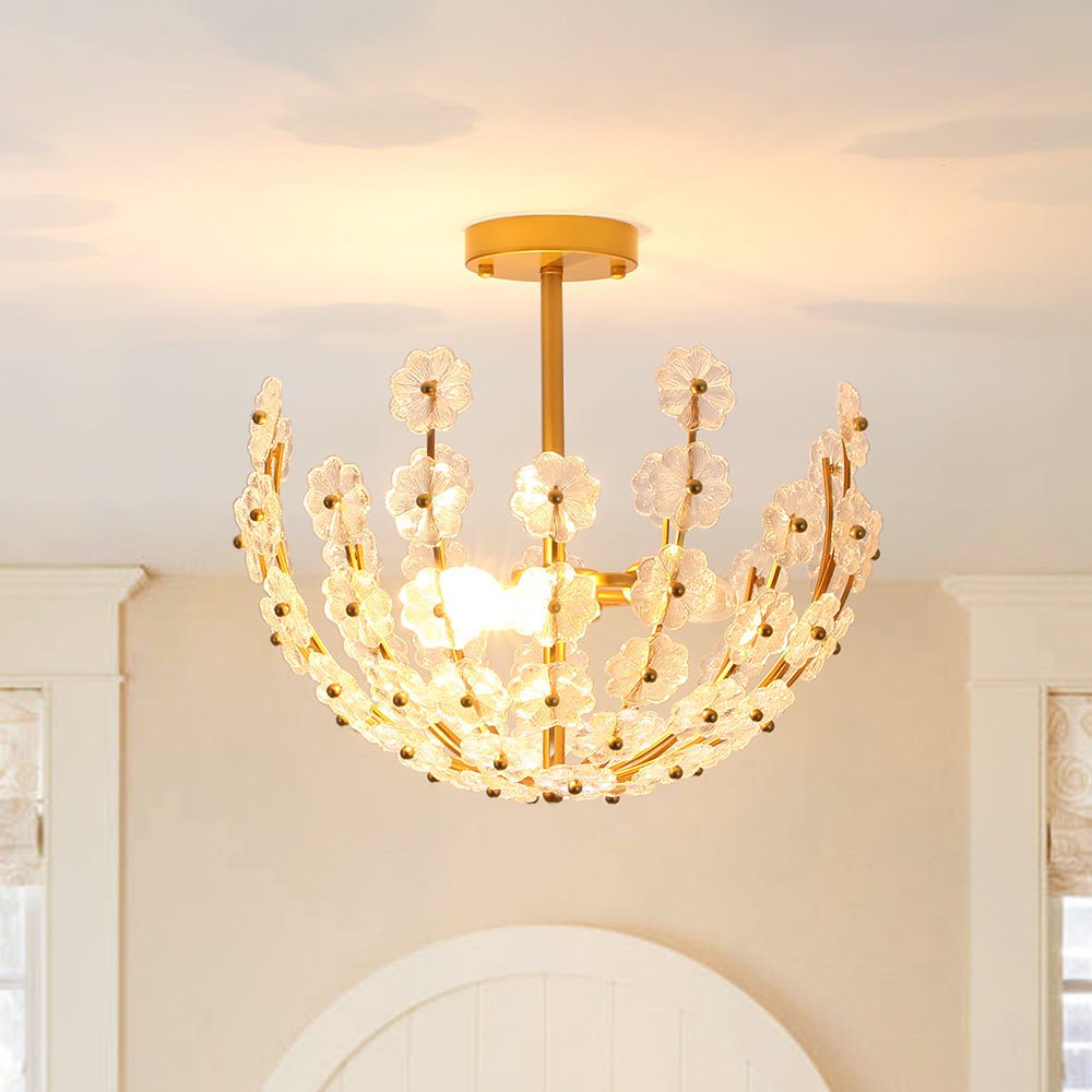Plafonnier Salle de Bain Fleur en Verre