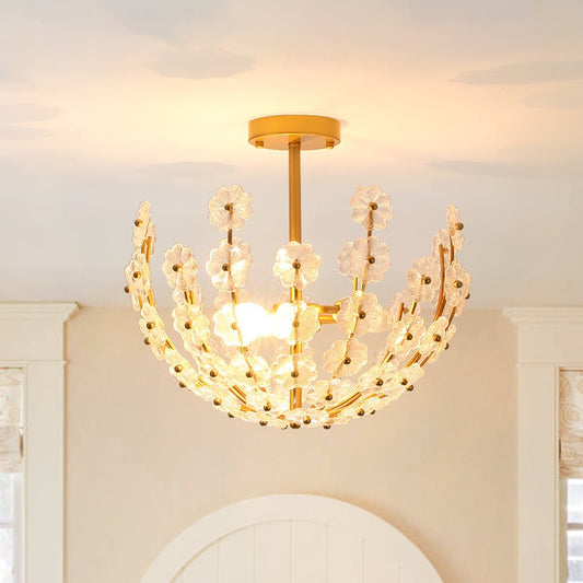 Plafonnier Salle de Bain Fleur en Verre