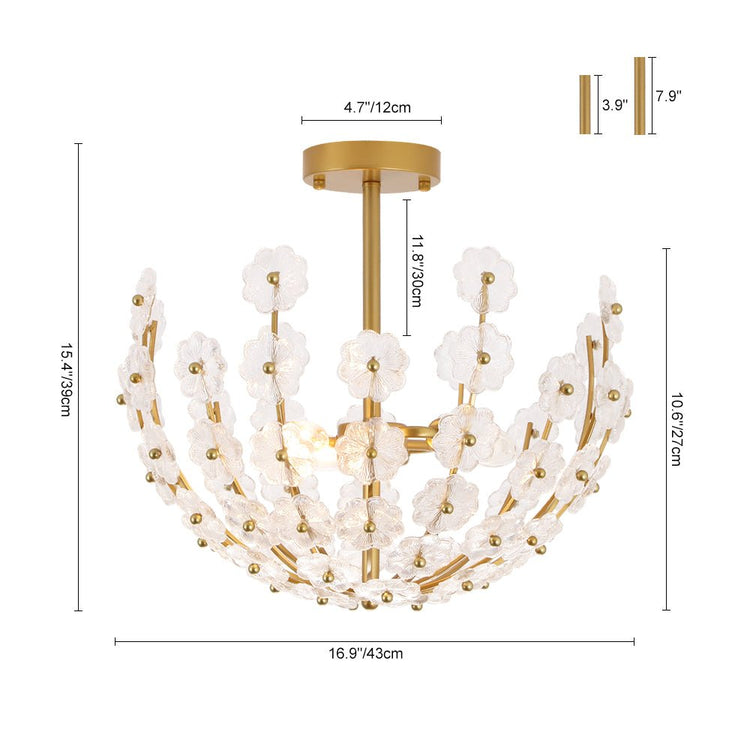 Plafonnier Salle de Bain Fleur en Verre