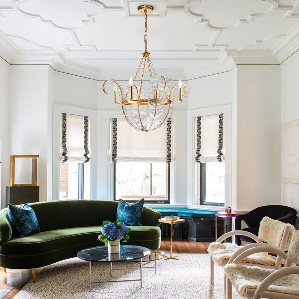 Lustre Cristal Moderne Glamour Feuille pour Salon