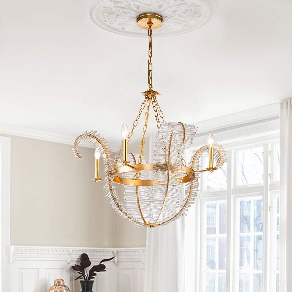 Lustre Cristal Moderne Glamour Feuille pour Salon