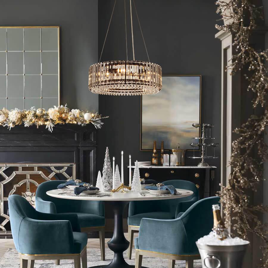 Lustre Cristal Moderne Glamour Rond pour Salon