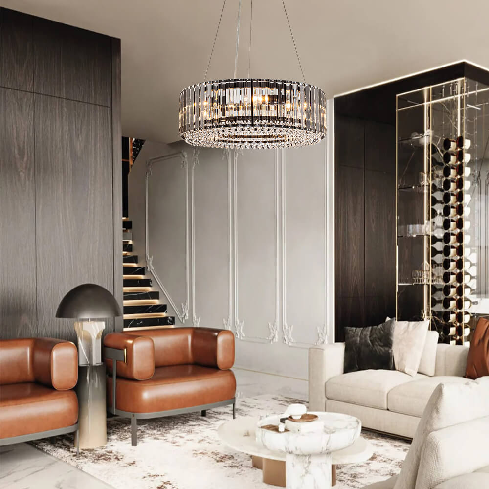 Lustre Cristal Moderne Glamour Rond pour Salon