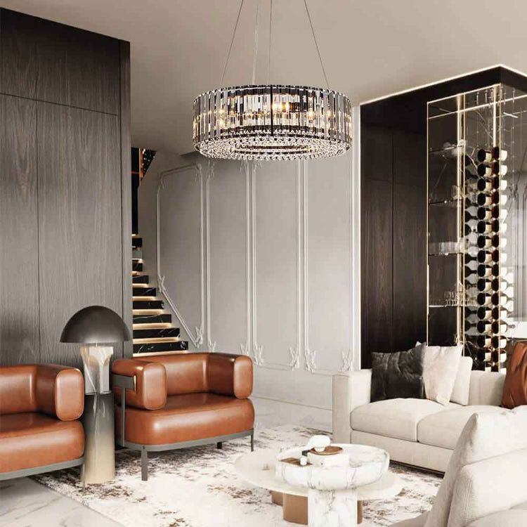Lustre Cristal Moderne Glamour Rond pour Salon