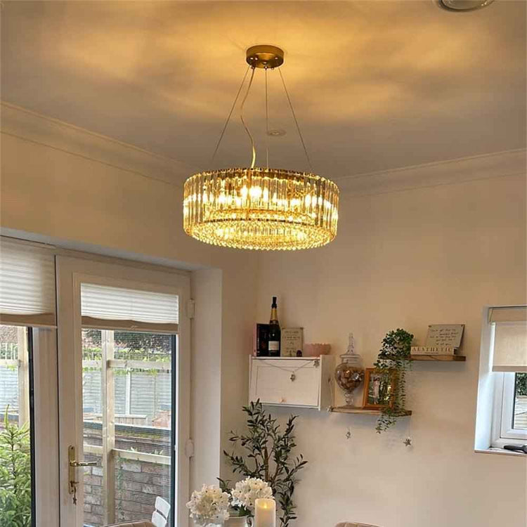 Lustre Cristal Moderne Glamour Rond pour Salon
