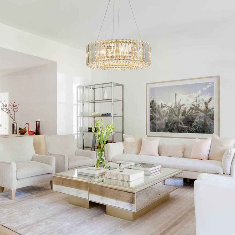 Lustre Cristal Moderne Glamour Rond pour Salon