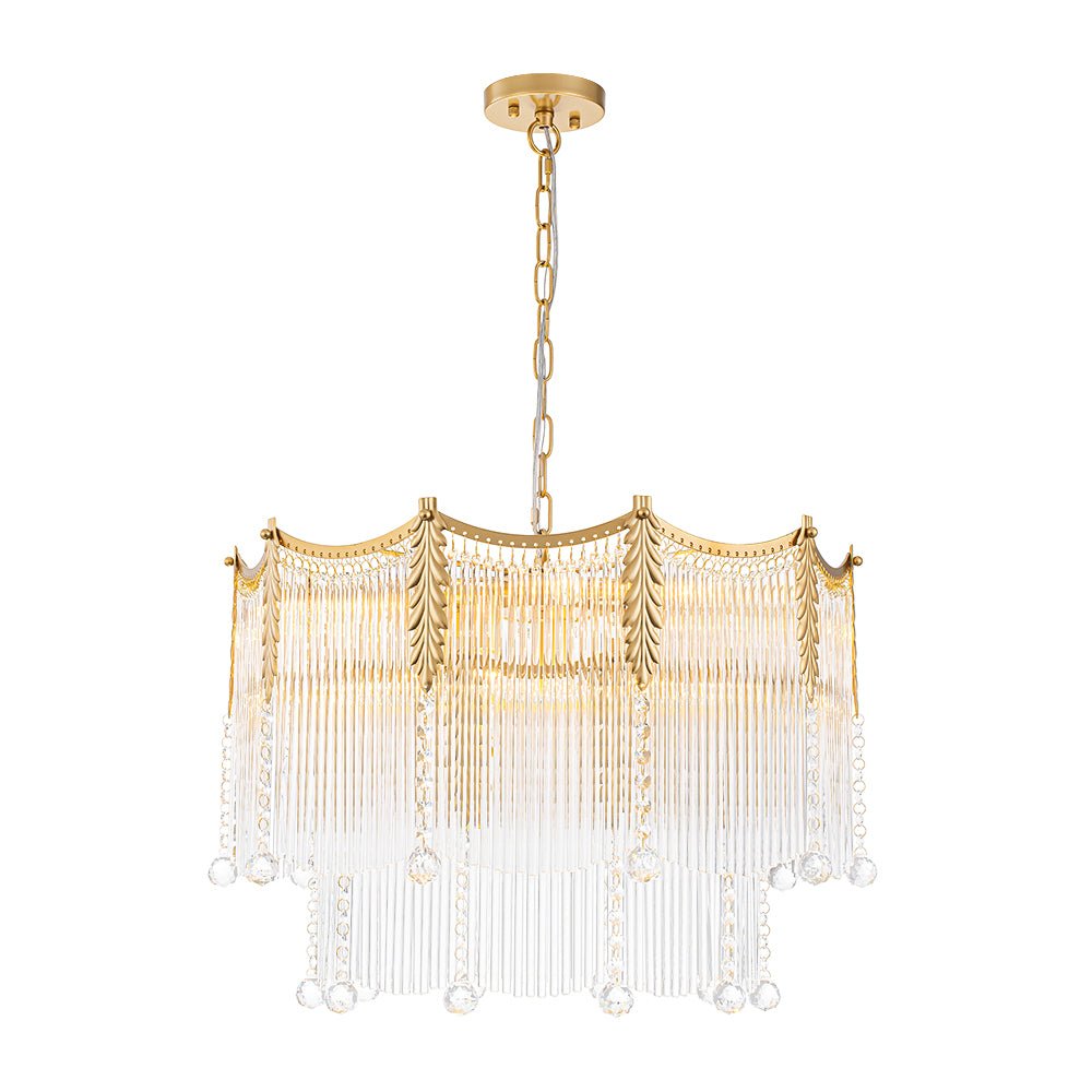 Lustre Cristal Verre Goutte à Étages pour Salon