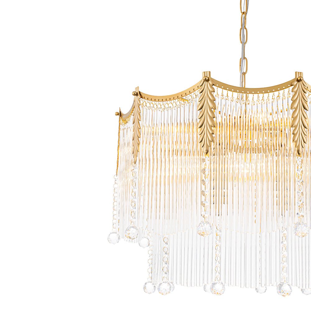 Lustre Cristal Verre Goutte à Étages pour Salon