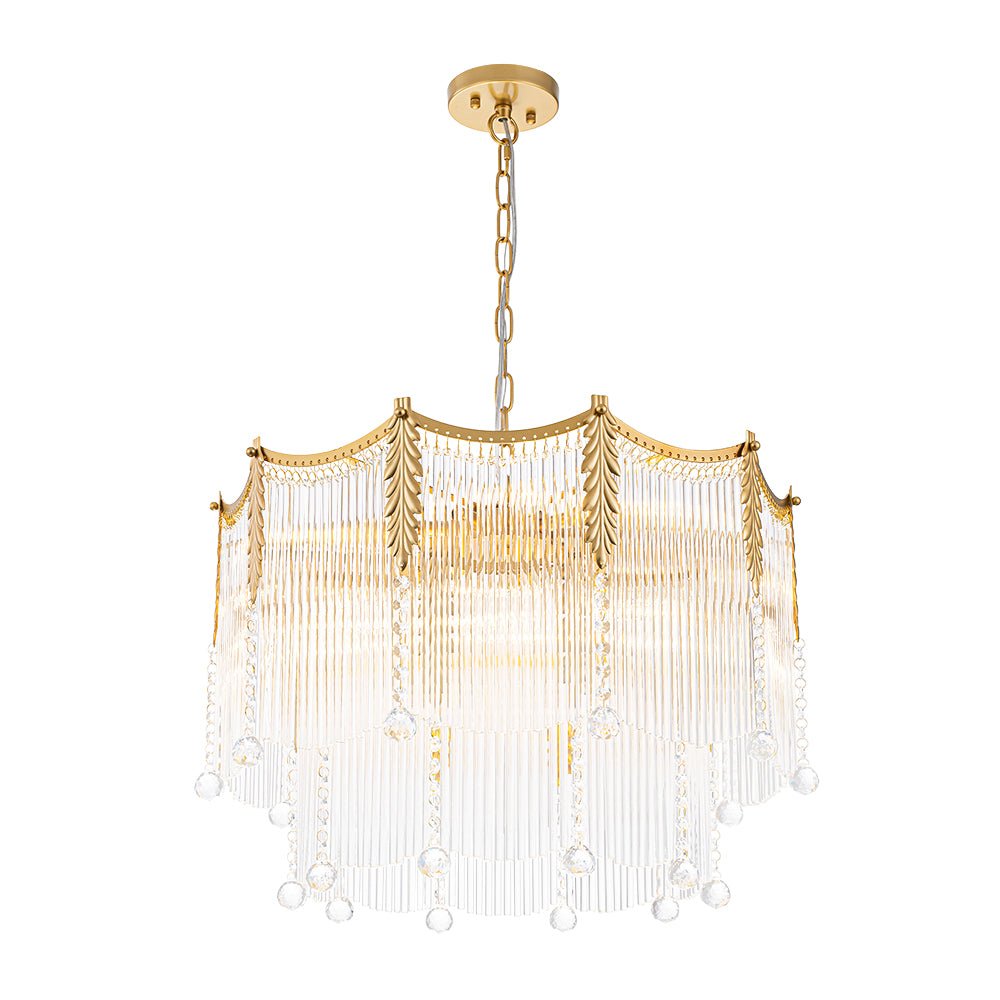 Lustre Cristal Verre Goutte à Étages pour Salon