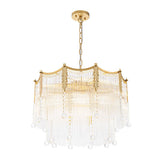 Lustre Cristal Verre Goutte à Étages pour Salon
