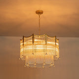 Lustre Cristal Verre Goutte à Étages pour Salon