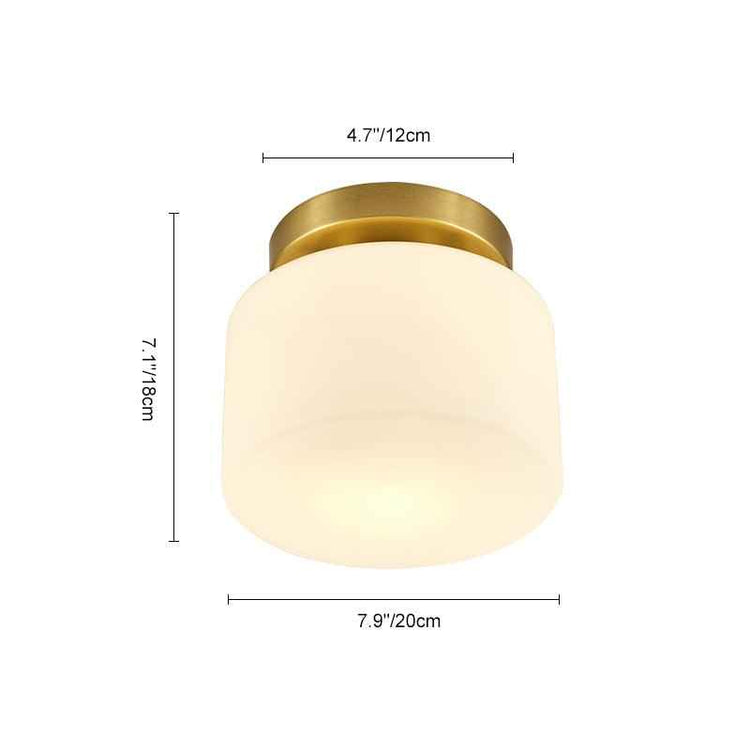 Plafonnier en verre cylindrique blanc, dimensions 7,9 po et 7,1 po