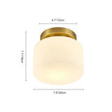 Plafonnier en verre cylindrique blanc, dimensions 7,9 po et 7,1 po