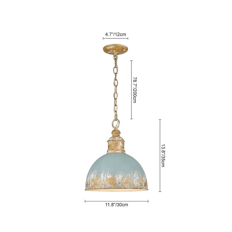 Suspension Salle à Manger Dôme en Métal Bleu Ø30 cm