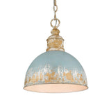 Suspension Salle à Manger Dôme en Métal Bleu Ø30 cm