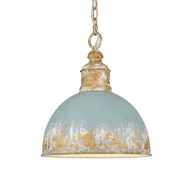 Suspension Salle à Manger Dôme en Métal Bleu Ø30 cm
