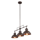 Suspension Industriel 3 Lumières Barre Dôme pour Salle à Manger