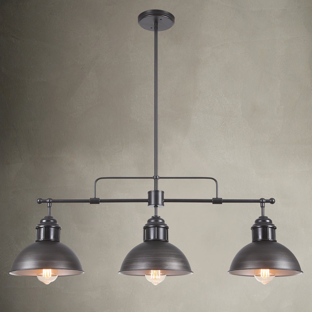 Suspension Industriel 3 Lumières Barre Dôme pour Salle à Manger