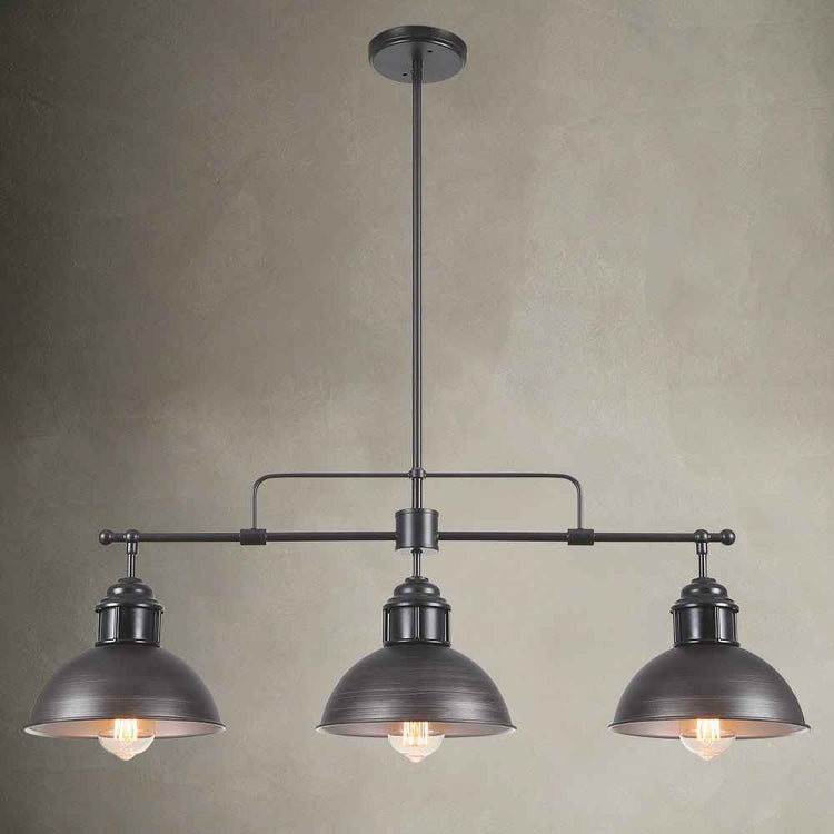 Suspension Industriel 3 Lumières Barre Dôme pour Salle à Manger