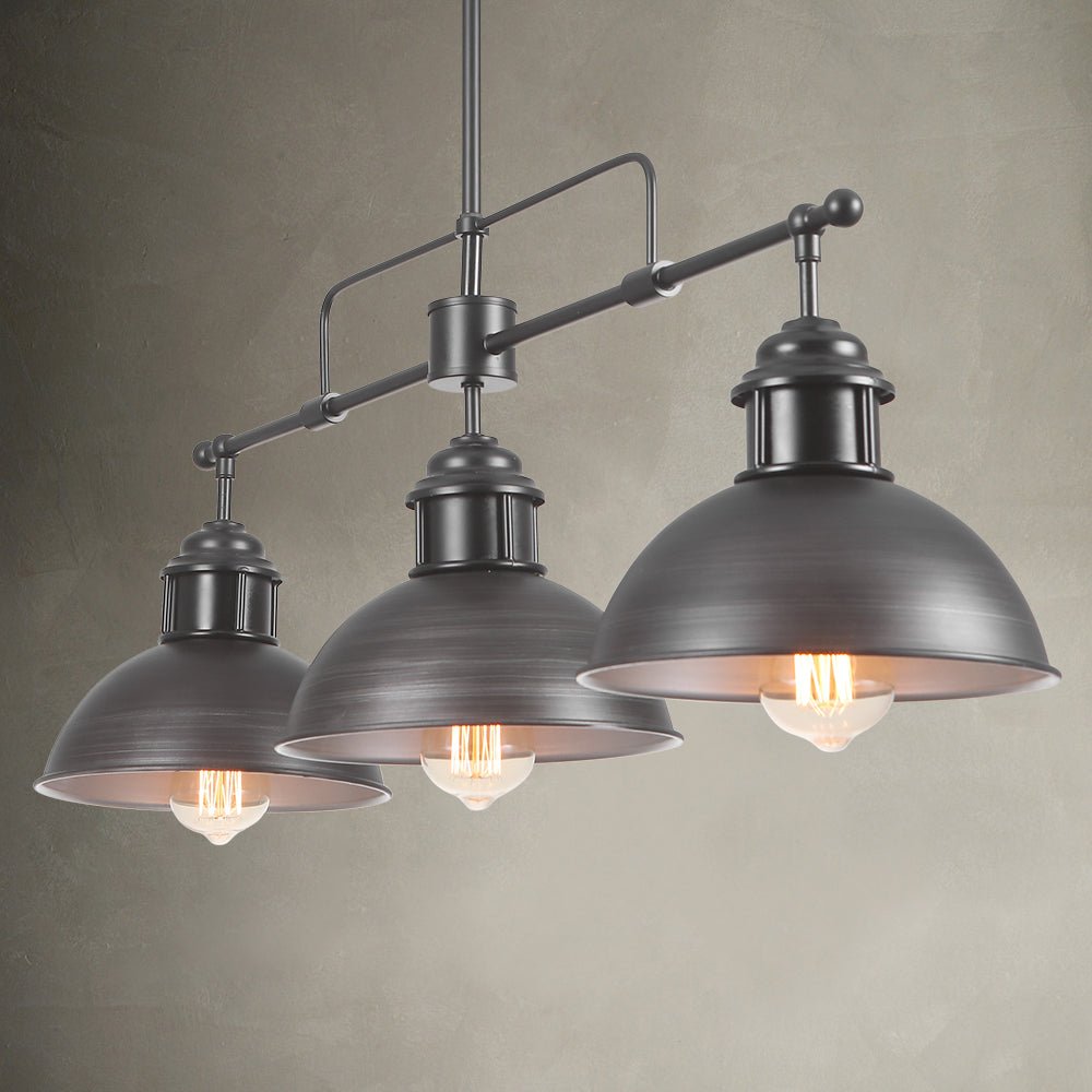 Suspension Industriel 3 Lumières Barre Dôme pour Salle à Manger
