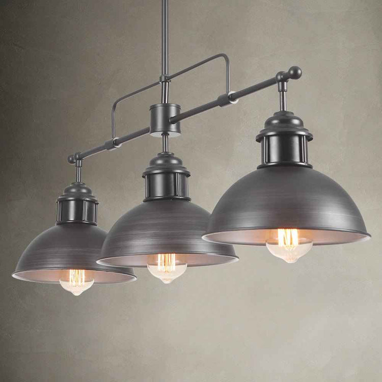 Suspension Industriel 3 Lumières Barre Dôme pour Salle à Manger