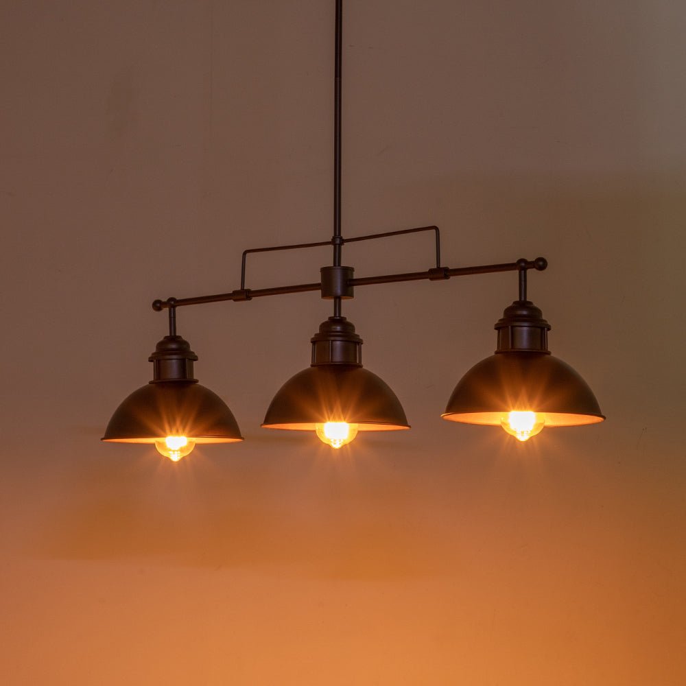 Suspension Industriel 3 Lumières Barre Dôme pour Salle à Manger