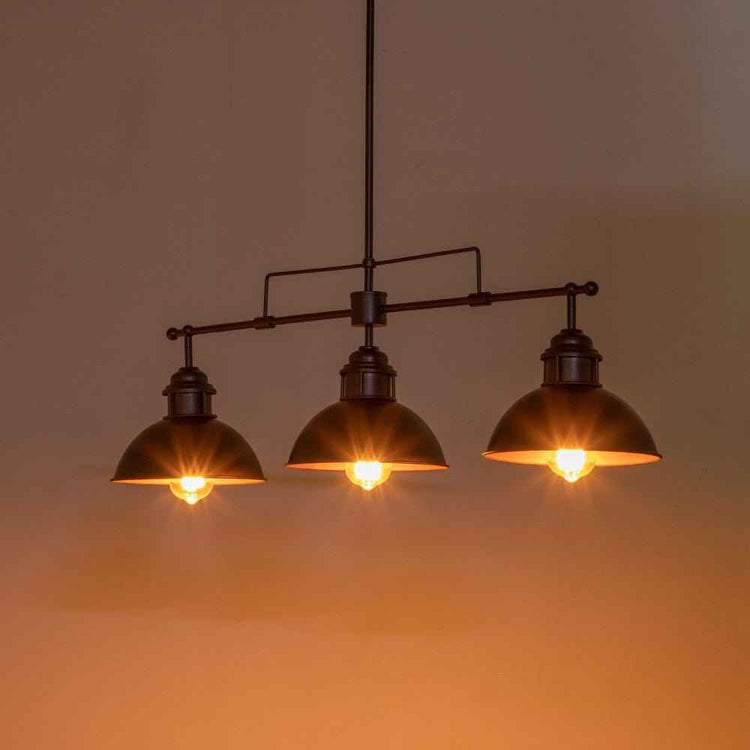 Suspension Industriel 3 Lumières Barre Dôme pour Salle à Manger