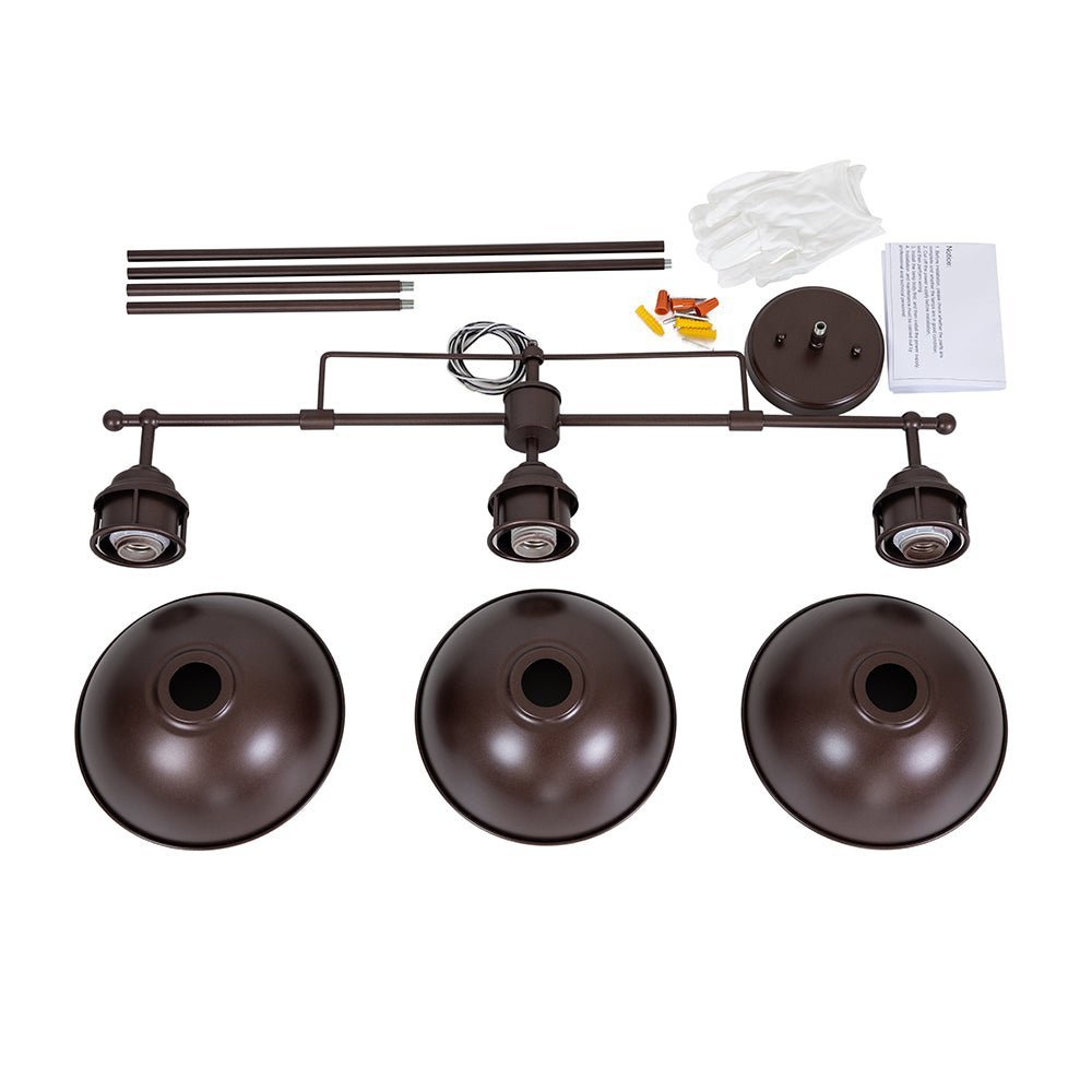 Suspension Industriel 3 Lumières Barre Dôme pour Salle à Manger