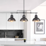 Suspension Industriel 3 Lumières Barre Dôme pour Salle à Manger