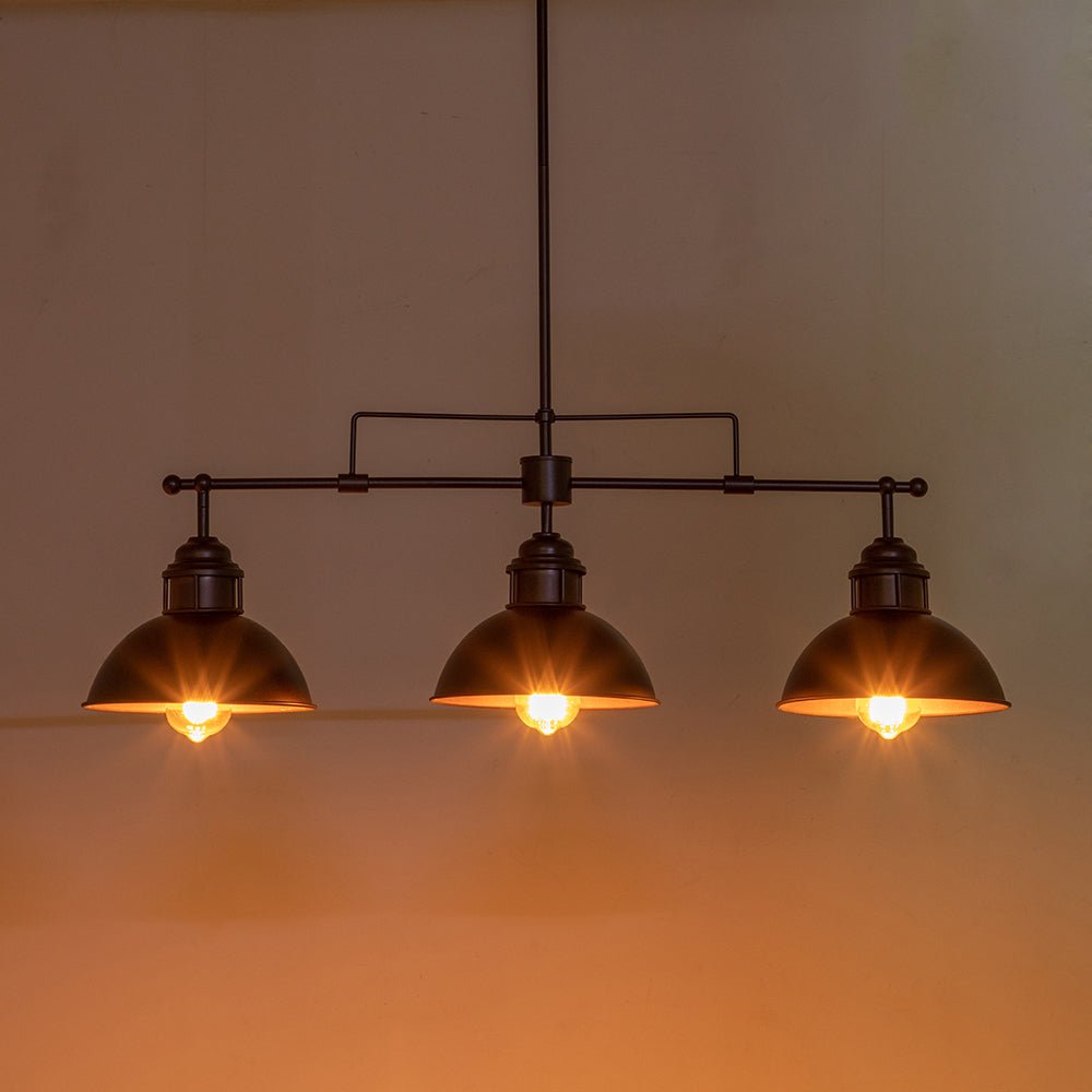 Suspension Industriel 3 Lumières Barre Dôme pour Salle à Manger