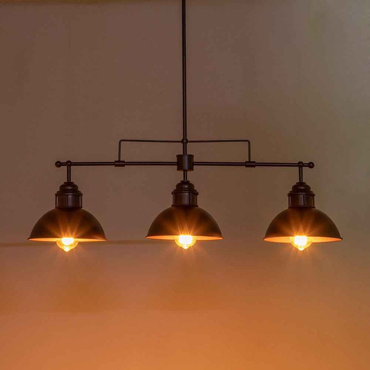 Suspension Industriel 3 Lumières Barre Dôme pour Salle à Manger