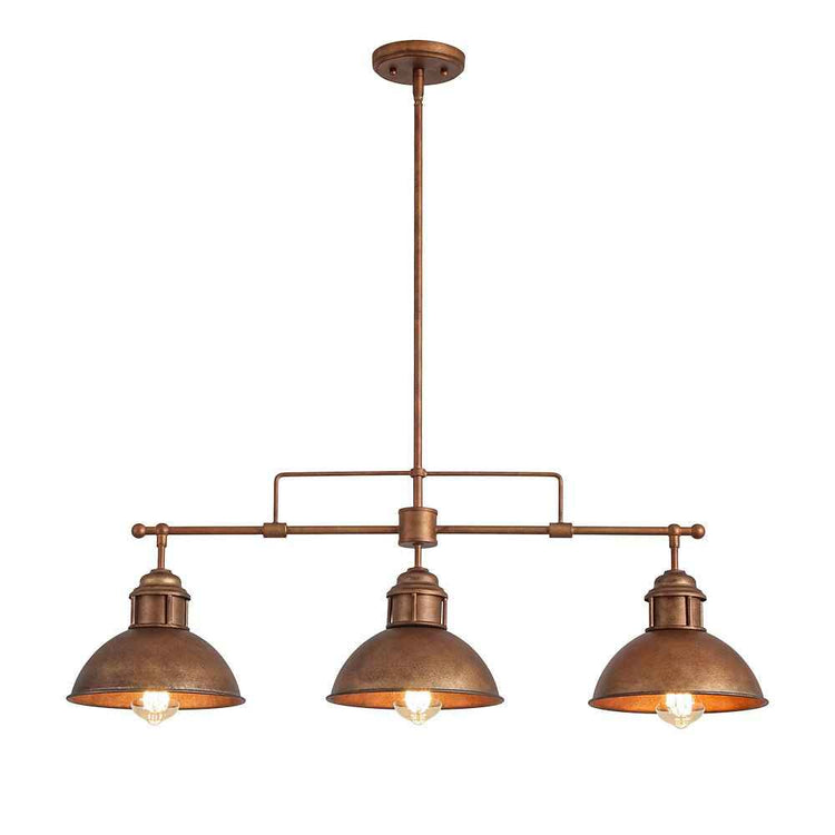 Suspension Industriel 3 Lumières Barre Dôme pour Salle à Manger