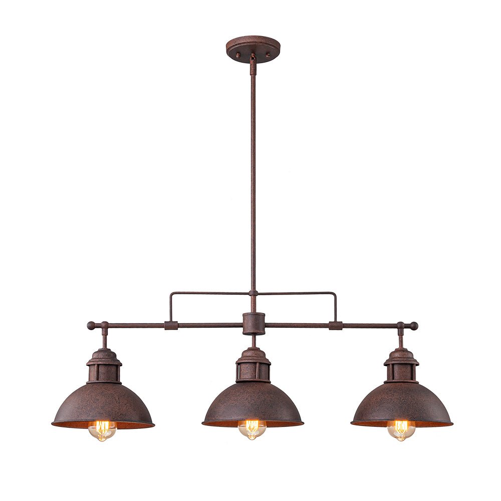 Suspension Industriel 3 Lumières Barre Dôme pour Salle à Manger