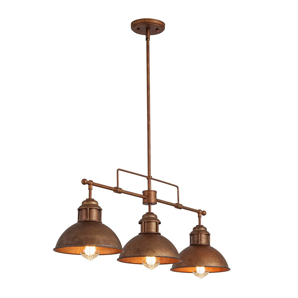 Suspension Industriel 3 Lumières Barre Dôme pour Salle à Manger