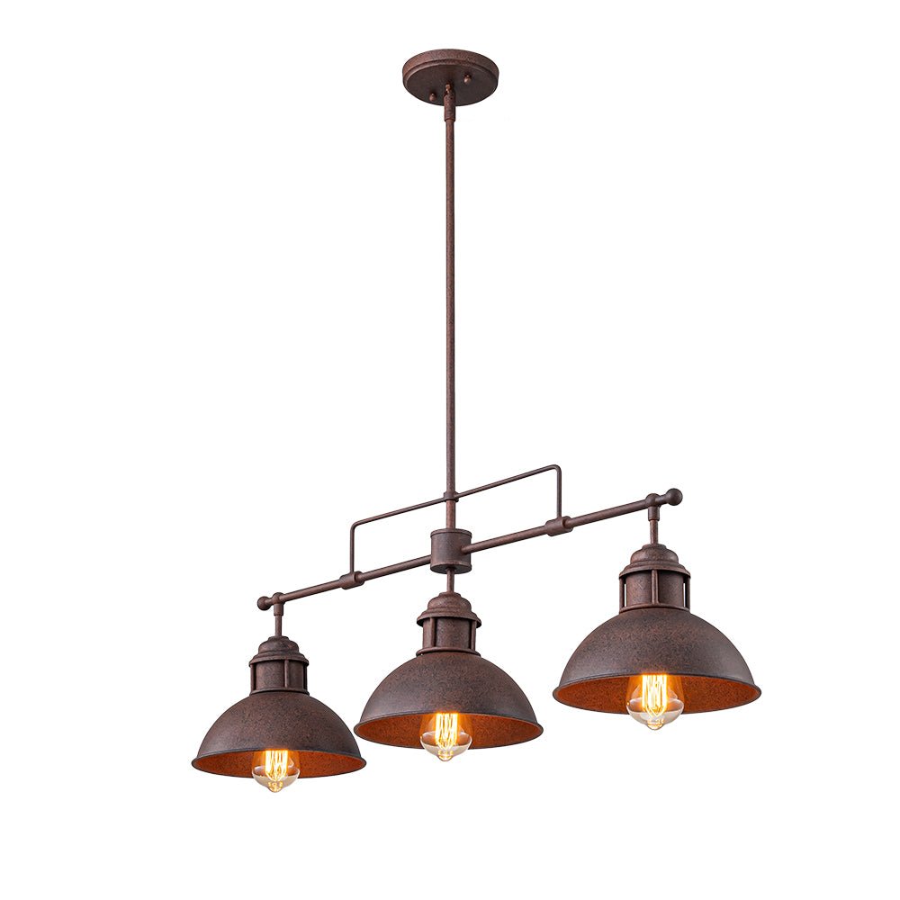 Suspension Industriel 3 Lumières Barre Dôme pour Salle à Manger