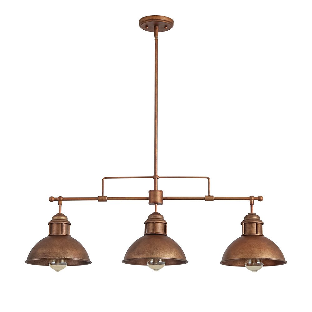 Suspension Industriel 3 Lumières Barre Dôme pour Salle à Manger