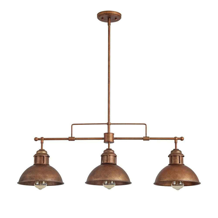 Suspension Industriel 3 Lumières Barre Dôme pour Salle à Manger